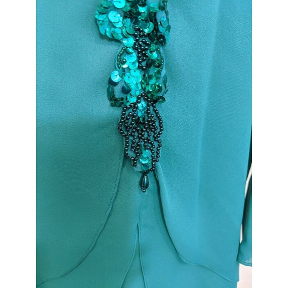 Glatter & Sims Vintage Teal Sequined Long Sleeve - Picture 5 of 7